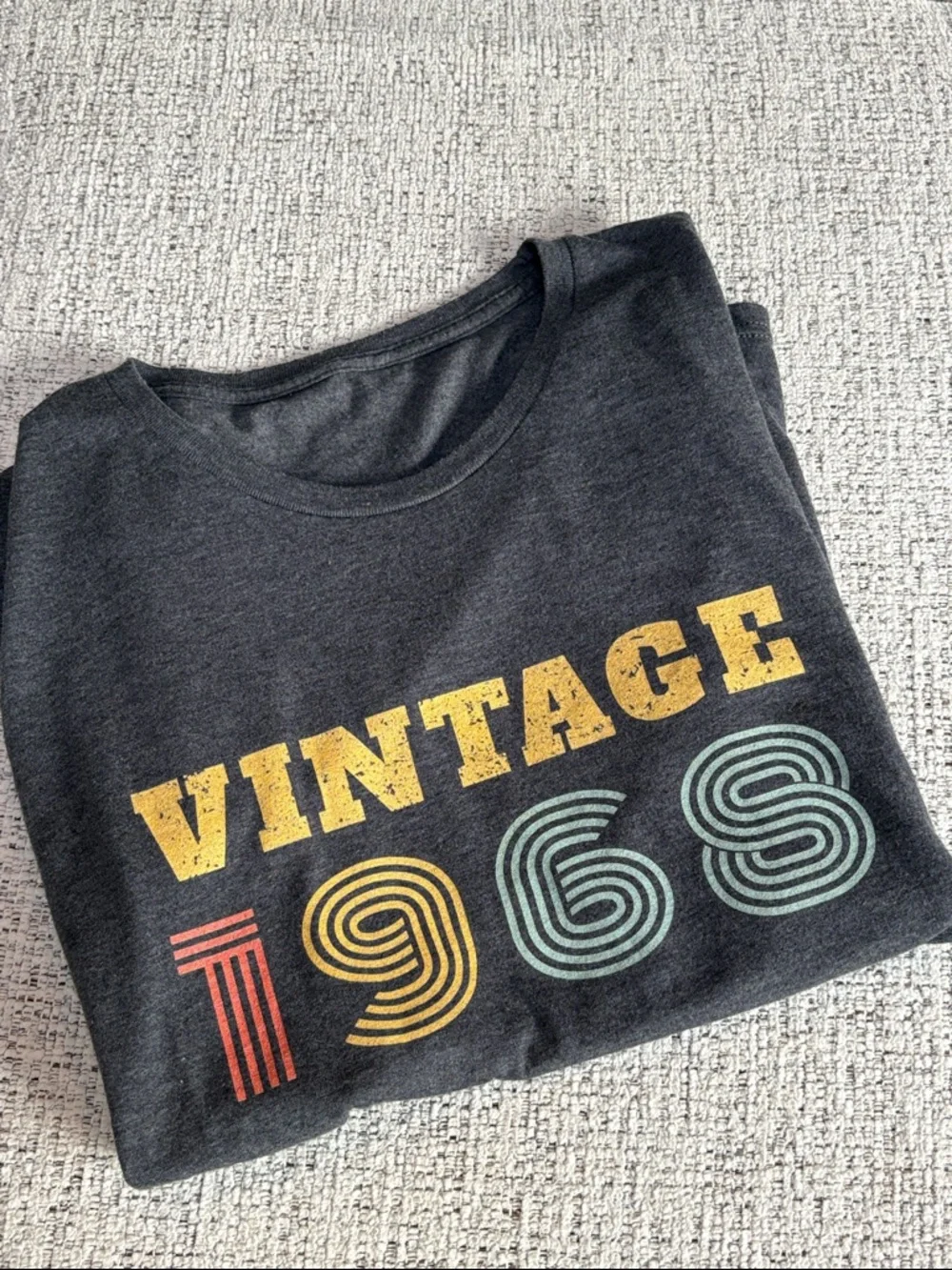 Vintage 1968 Graphic T-Shirt Charcoal Pit to Pit 19 - Picture 3 of 6
